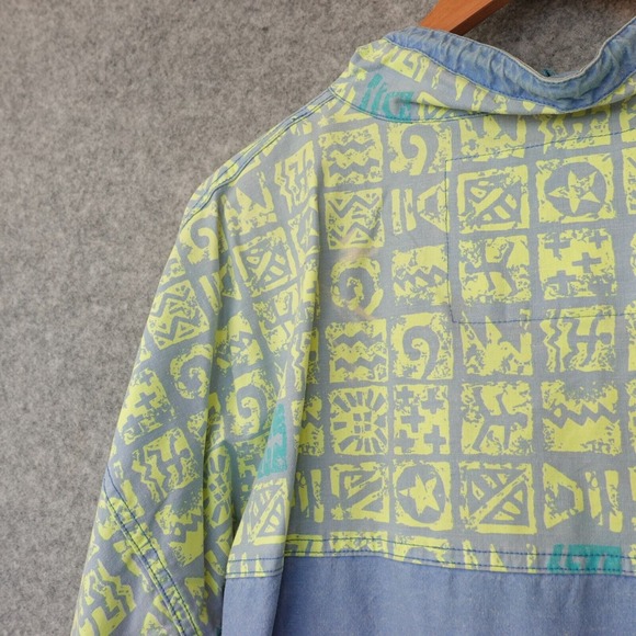 80s Vintage PCH Jacket Mens L Graphic Blue Green Oversize PACIFIC COAST HIGHWAY‎ - Picture 14 of 16